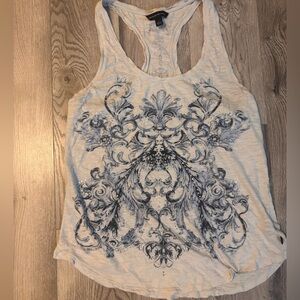 Rock & Republic White Tank Top with Blue Design